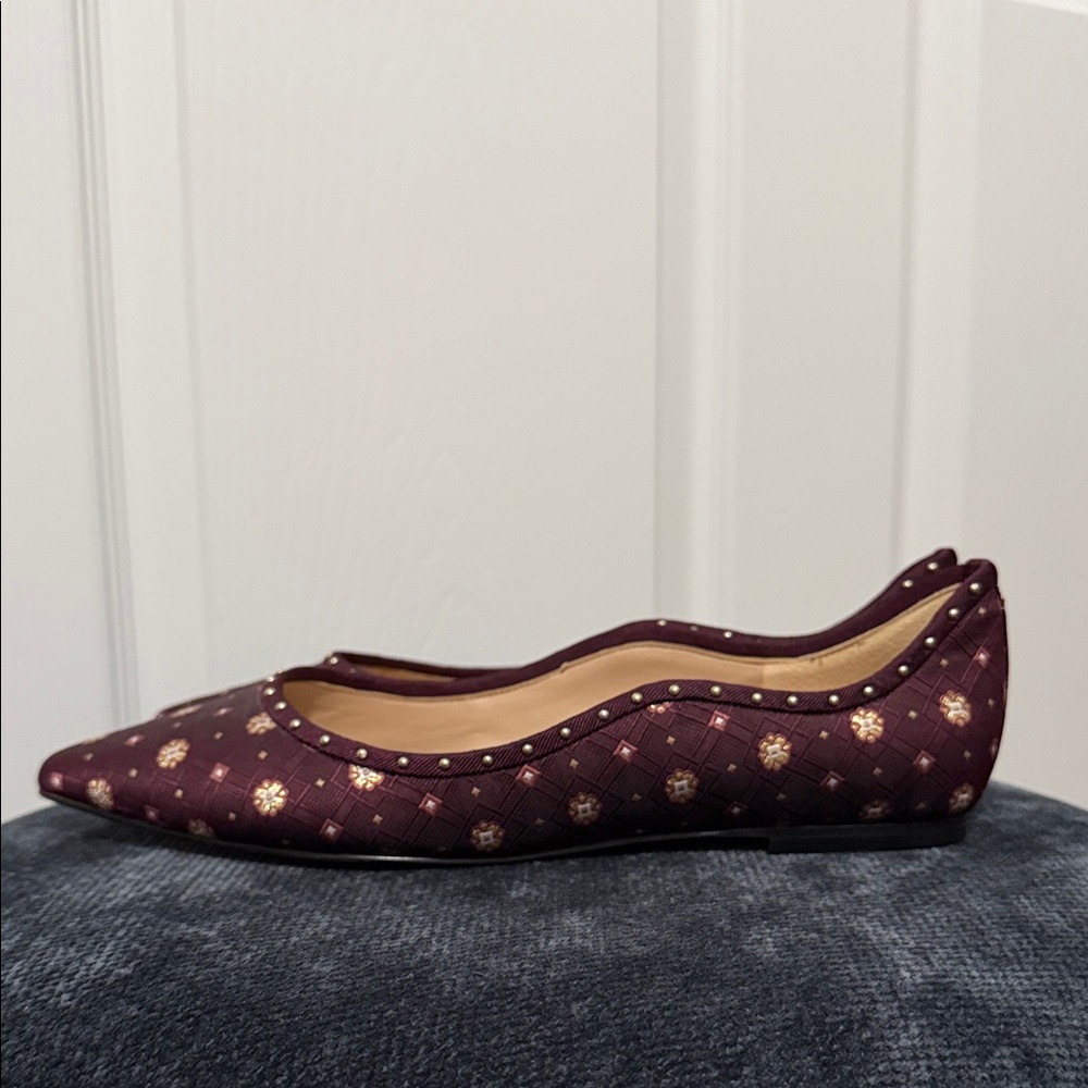 Sam Edelman Maroon Patterned Women's Flats - Picture 2 of 4